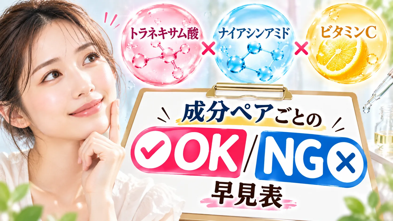 トラネキサム酸 ナイアシンアミド ビタミンＣ 併用　成分ペアごとのOK/NG早見表