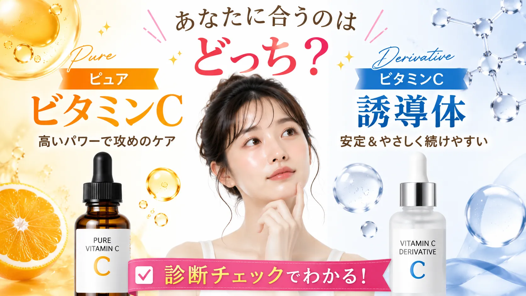 ビタミンC ビタミンC誘導体 あなたに合うのはどっち?診断チェック
